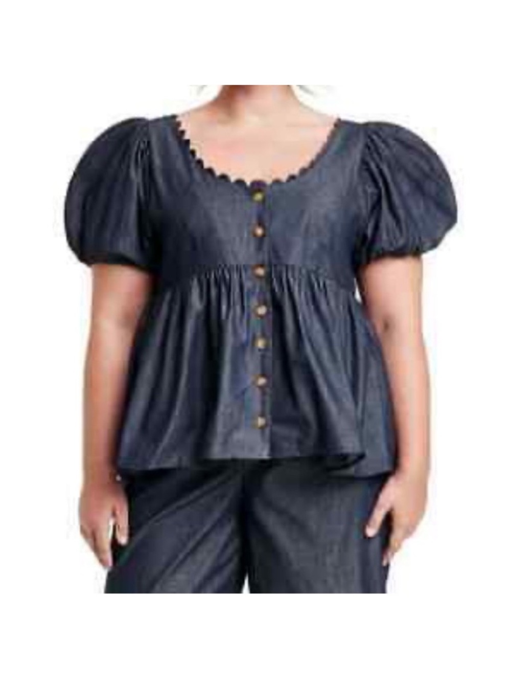Kika Vargas Puff Sleeve Button-Front Blouse